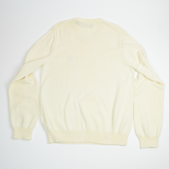 Chaps Sweater V-Neck Cream Classic Embroidered Logo Y2K Relaxed Fit Men’s Large - Picture 6 of 7